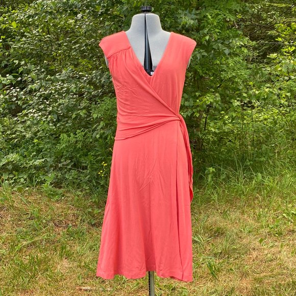 Coral Faux Wrap Dress - Picture 2 of 3
